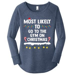 Most Likely To Go To The Gym On Christmas Family Matching  Women's Perfect Tri Tunic Long Sleeve Shirt