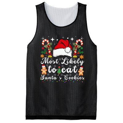 Most Likely To Eat Santa's Cookies xmas Matching Family  Mesh Reversible Basketball Jersey Tank