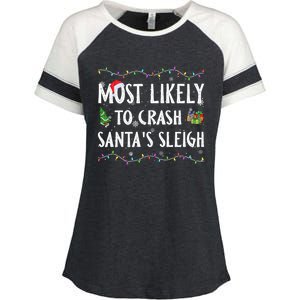 Most Likely To Crash SantaS Sleigh Christmas Matching Cute Gift Enza Ladies Jersey Colorblock Tee