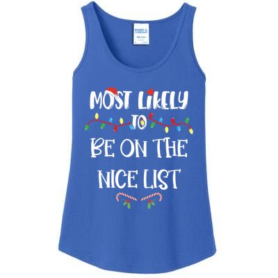 Most Likely To Christmas Be On The Nice List Family Group Gift Ladies Essential Tank