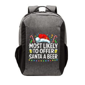 Most Likely To Offer Santa A Beer Funny Drinking Christmas Vector Backpack