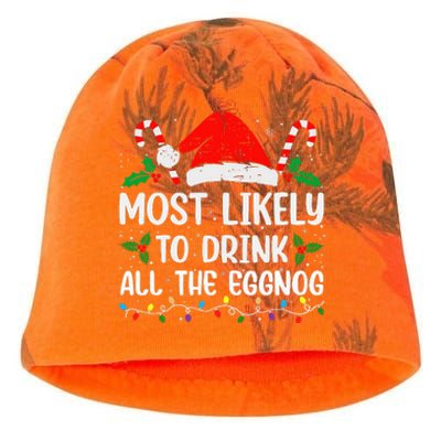 Most Likely To Drink All The Eggnog Christmas Eggnog Family Kati - Camo Knit Beanie