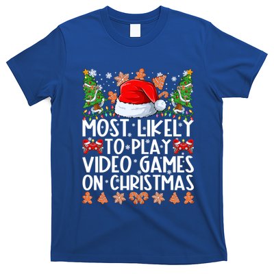 Most Likely To Play Video Games On Christmas Family Pajamas Gift T-Shirt