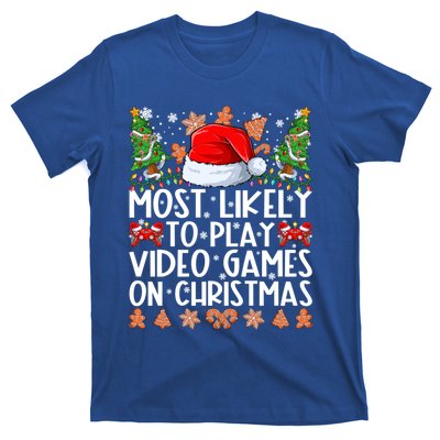 Most Likely To Play Video Games On Christmas Family Pajamas Gift T-Shirt