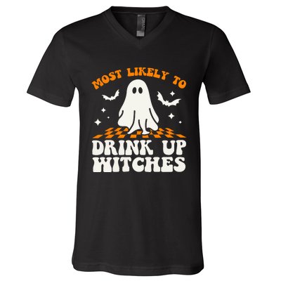 Most Like To Drink Up Wiches Halloween V-Neck T-Shirt