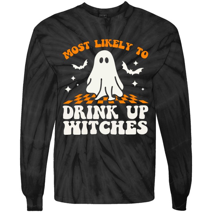 Most Like To Drink Up Wiches Halloween Tie-Dye Long Sleeve Shirt