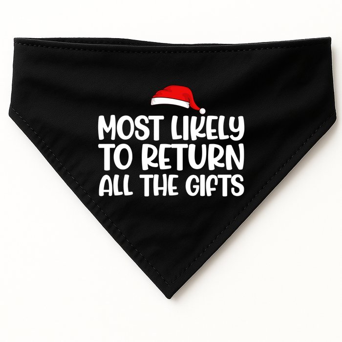 Most Likely To Return All The Gifts Christmas USA-Made Doggie Bandana