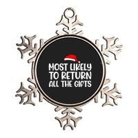 Most Likely To Return All The Gifts Christmas Metallic Star Ornament