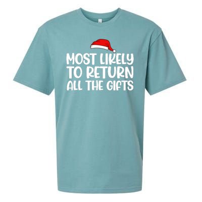 Most Likely To Return All The Gifts Christmas Sueded Cloud Jersey T-Shirt