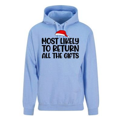 Most Likely To Return All The Gifts Christmas Unisex Surf Hoodie