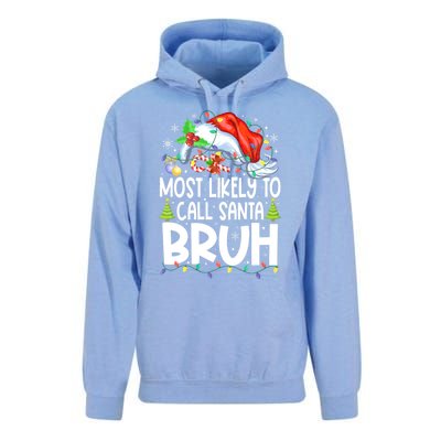 Most Likely To Call Santa Bruh Family Christmas Matching Pjs Unisex Surf Hoodie