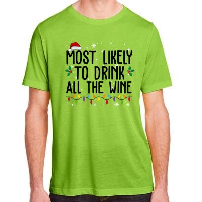 Most Likely To Drink All The Wine Funny Christmas Adult ChromaSoft Performance T-Shirt