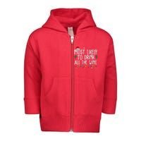 Most Likely To Drink All The Wine Funny Christmas Toddler Zip Fleece Hoodie