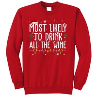 Most Likely To Drink All The Wine Funny Christmas Sweatshirt