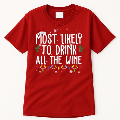 Most Likely To Drink All The Wine Funny Christmas Tall T-Shirt