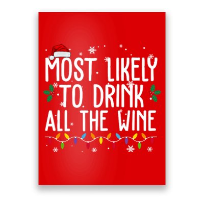 Most Likely To Drink All The Wine Funny Christmas Poster