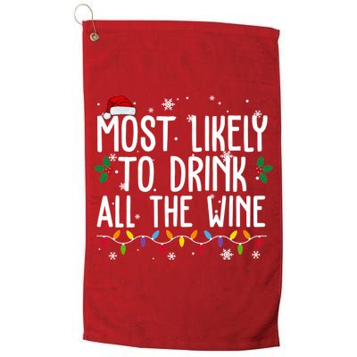 Most Likely To Drink All The Wine Funny Christmas Golf Towel