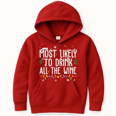 Most Likely To Drink All The Wine Funny Christmas Kids Hoodie