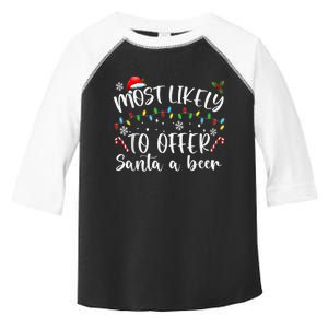 Most Likely To Offer Santa A Beer Funny Drinking Christmas Toddler Fine Jersey T-Shirt