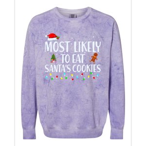 Most Likely To Eat Santa's Cookies Christmas Matching Family Colorblast Crewneck Sweatshirt