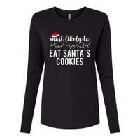 Most Likely To Eat SantaS Cookies Christmas Family Matching Womens Cotton Relaxed Long Sleeve T-Shirt