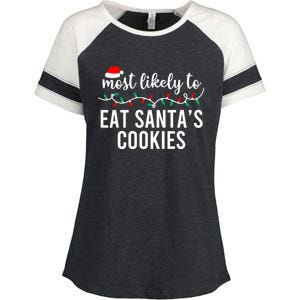 Most Likely To Eat SantaS Cookies Christmas Family Matching Enza Ladies Jersey Colorblock Tee