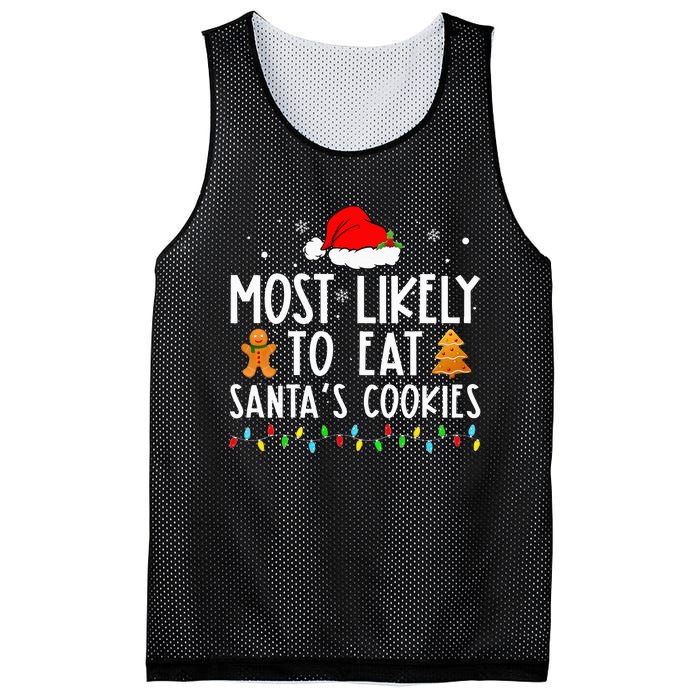 Most Likely To Eat Santas Cookies Xmas Family Christmas Mesh Reversible Basketball Jersey Tank