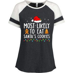 Most Likely To Eat Santas Cookies Xmas Family Christmas Enza Ladies Jersey Colorblock Tee