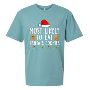 Most Likely To Eat Santas Cookies Xmas Family Christmas Sueded Cloud Jersey T-Shirt