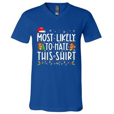 Most Likely To Hate This Family Christmas Pajamas V-Neck T-Shirt