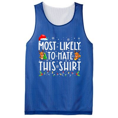 Most Likely To Hate This Family Christmas Pajamas Mesh Reversible Basketball Jersey Tank