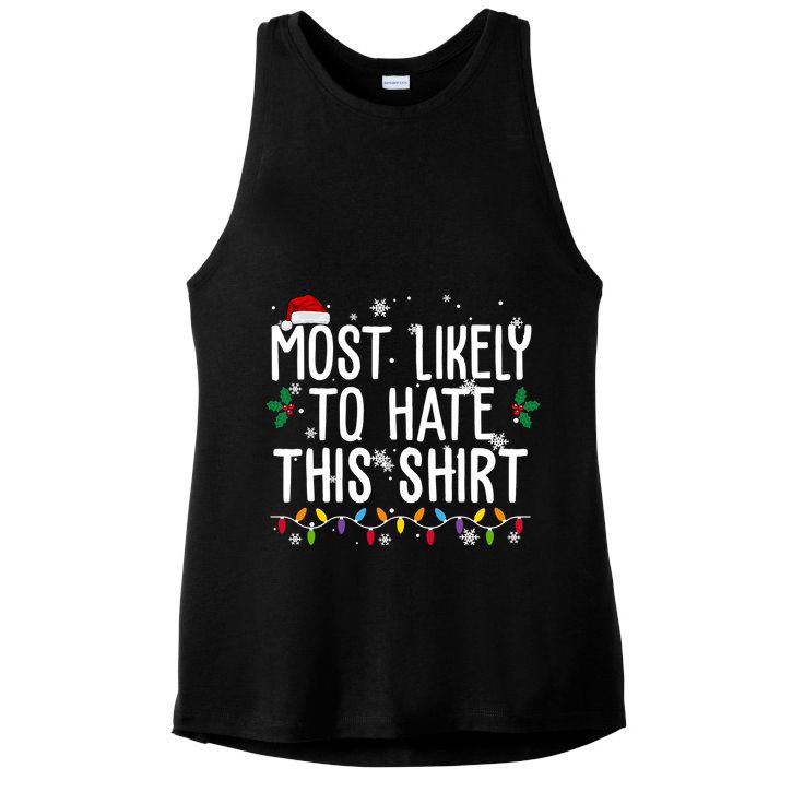 Most Likely To Hate This Funny Christmas Ladies PosiCharge Tri-Blend Wicking Tank