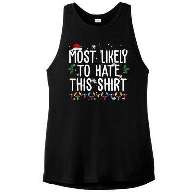 Most Likely To Hate This Funny Christmas Ladies PosiCharge Tri-Blend Wicking Tank