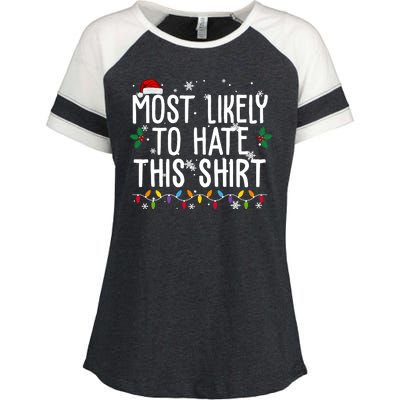 Most Likely To Hate This Funny Christmas Enza Ladies Jersey Colorblock Tee