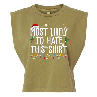 Most Likely To Hate This Funny Christmas Garment-Dyed Women's Muscle Tee