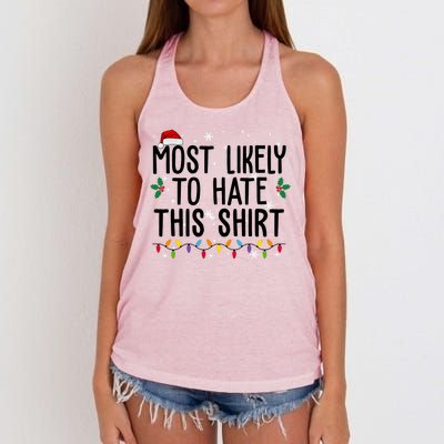 Most Likely To Hate This Funny Christmas Women's Knotted Racerback Tank