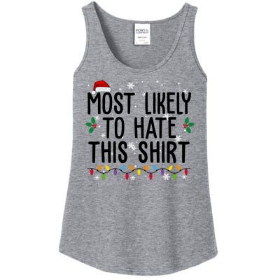 Most Likely To Hate This Funny Christmas Ladies Essential Tank