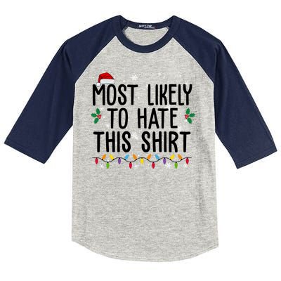 Most Likely To Hate This Funny Christmas Kids Colorblock Raglan Jersey