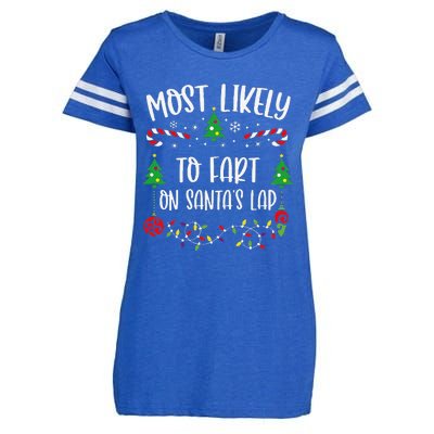 Most Likely To Fart On SantaS Lap Funny Christmas Family Matching Cute Christ Enza Ladies Jersey Football T-Shirt