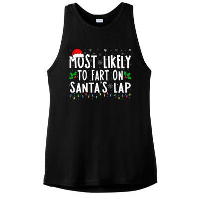 Most Likely To Fart On Santa's Lap Family Matching Christmas Ladies PosiCharge Tri-Blend Wicking Tank