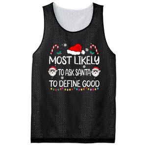 Most Likely To Ask Santa To Define Good Family Christmas Mesh Reversible Basketball Jersey Tank