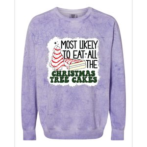 Most Likely To Eat All The Christmas Tree Cake Debbie Tree Colorblast Crewneck Sweatshirt