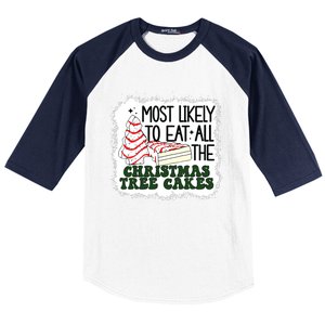 Most Likely To Eat All The Christmas Tree Cake Debbie Tree Baseball Sleeve Shirt