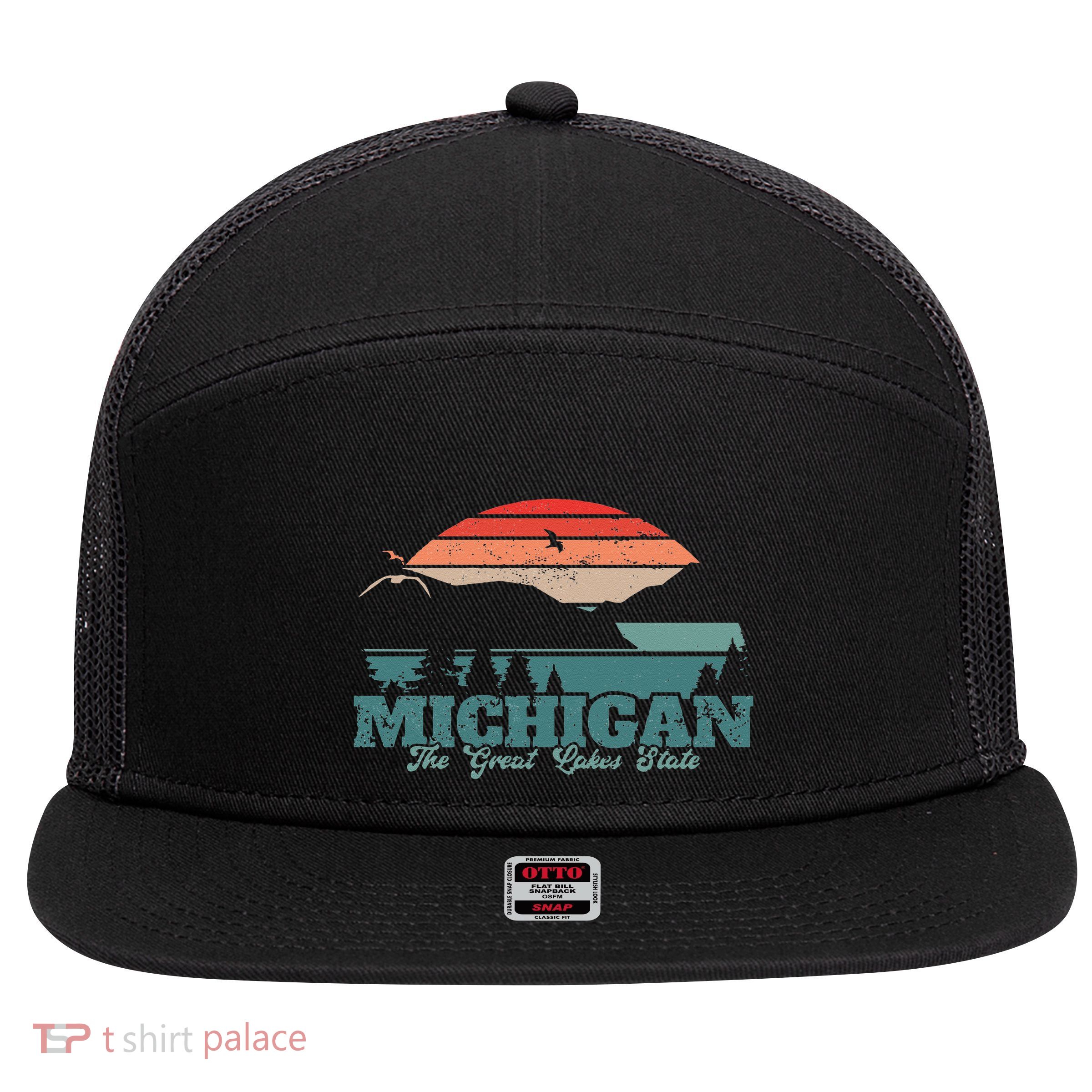 Michigan Lake The Great Lakes State Proud Michigander 7 Panel Mesh Trucker Snapback Hat