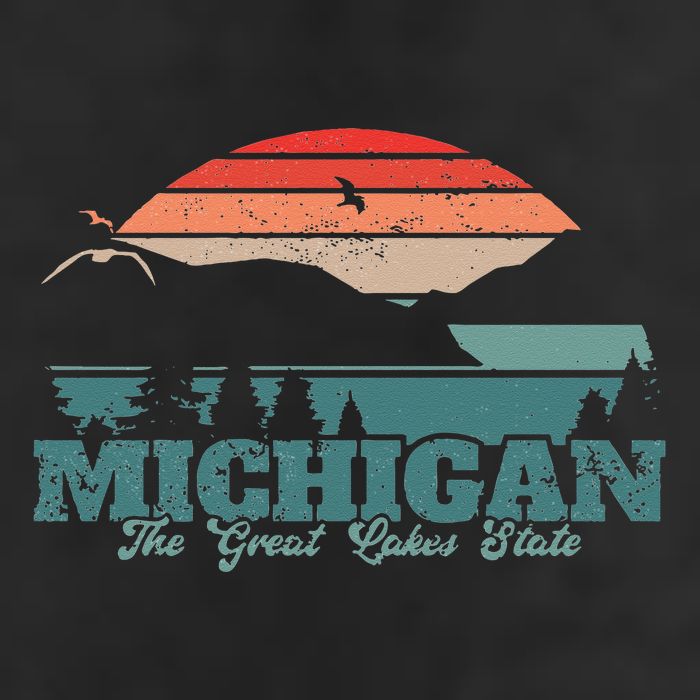Michigan Lake The Great Lakes State Proud Michigander 7 Panel Mesh Trucker Snapback Hat