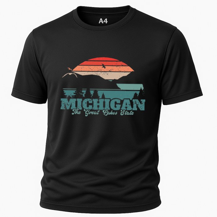 Michigan Lake The Great Lakes State Proud Michigander Cooling Performance Crew T-Shirt