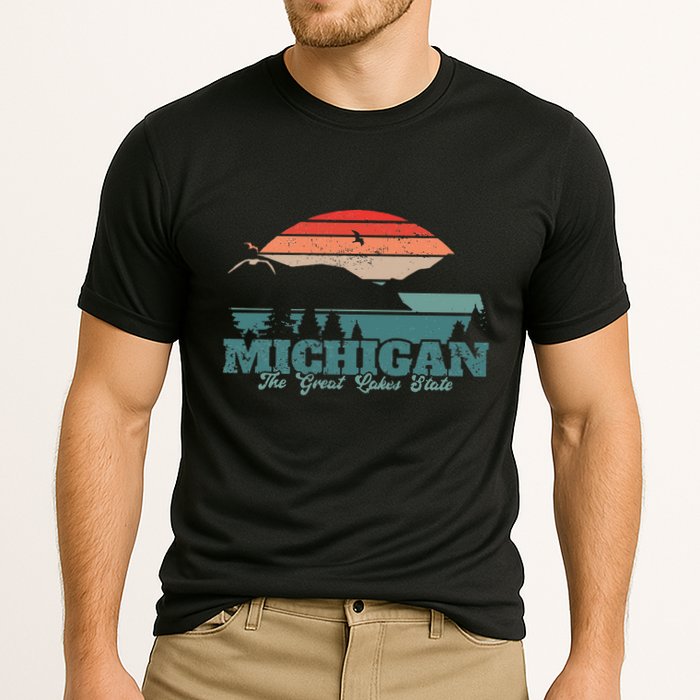 Michigan Lake The Great Lakes State Proud Michigander Cooling Performance Crew T-Shirt