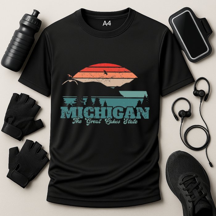 Michigan Lake The Great Lakes State Proud Michigander Cooling Performance Crew T-Shirt