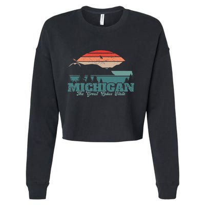 Michigan Lake The Great Lakes State Proud Michigander Cropped Pullover Crew