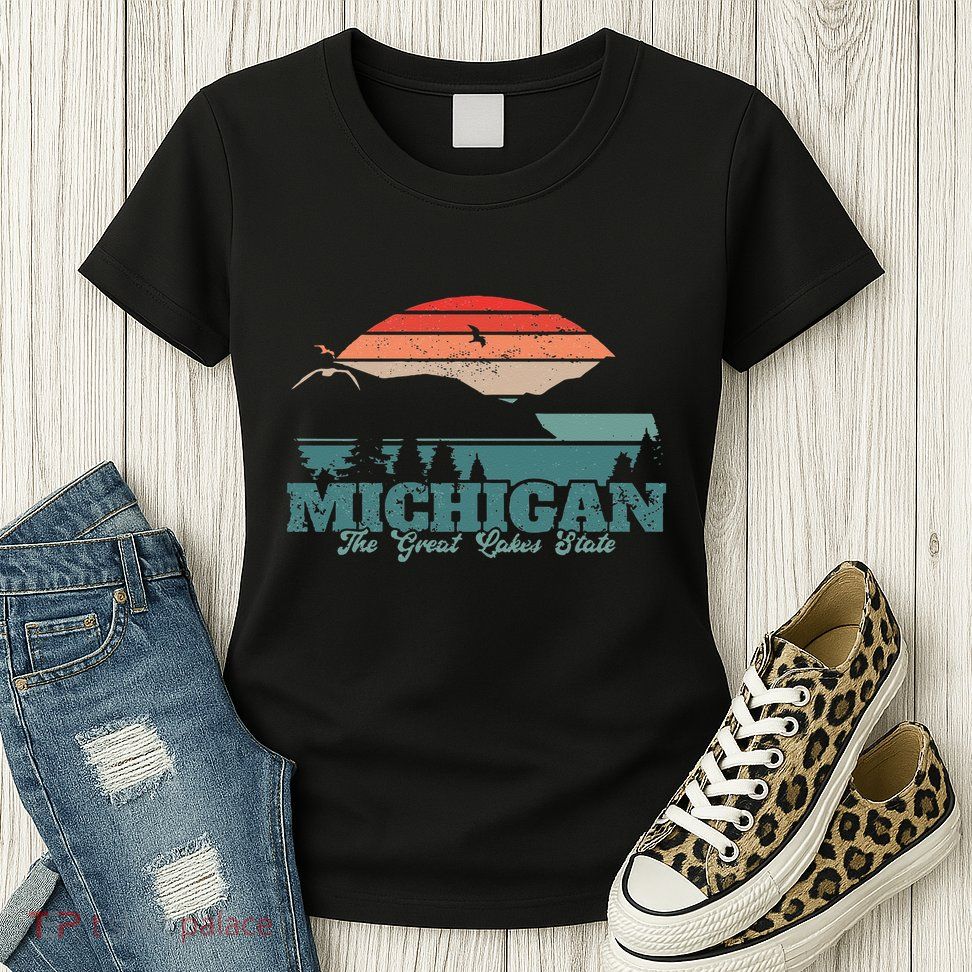 Michigan Lake The Great Lakes State Proud Michigander Womens T-Shirt